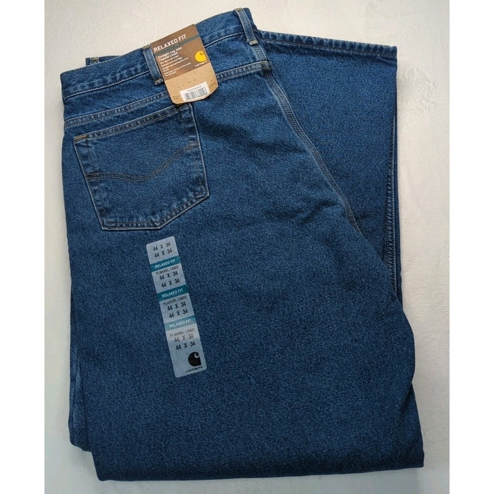 Carhartt B172-DST Men's Relaxed Fit Jeans With Flannel Lining 44 X 34 - Picture 2 of 12